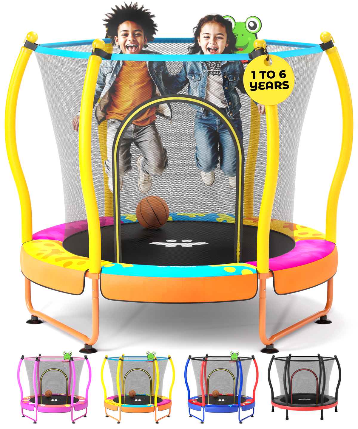 スポーツトイ・アクショントイ HSPIN Envy Indoor/Outdoor Toddler Trampoline (Ages 1-6) 55 inches Yellow