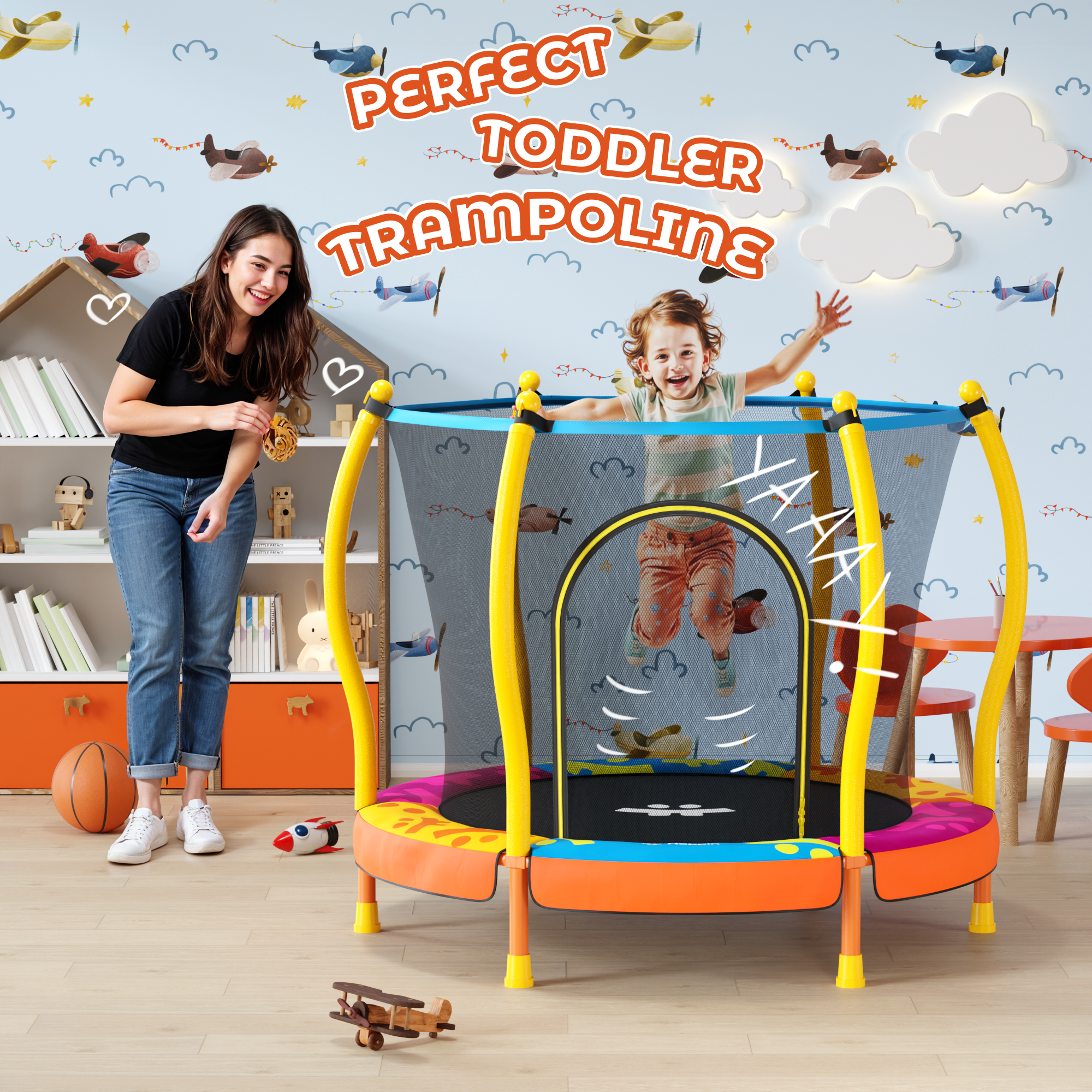 Safe & Sound Yellow - 55 Inches Trampoline