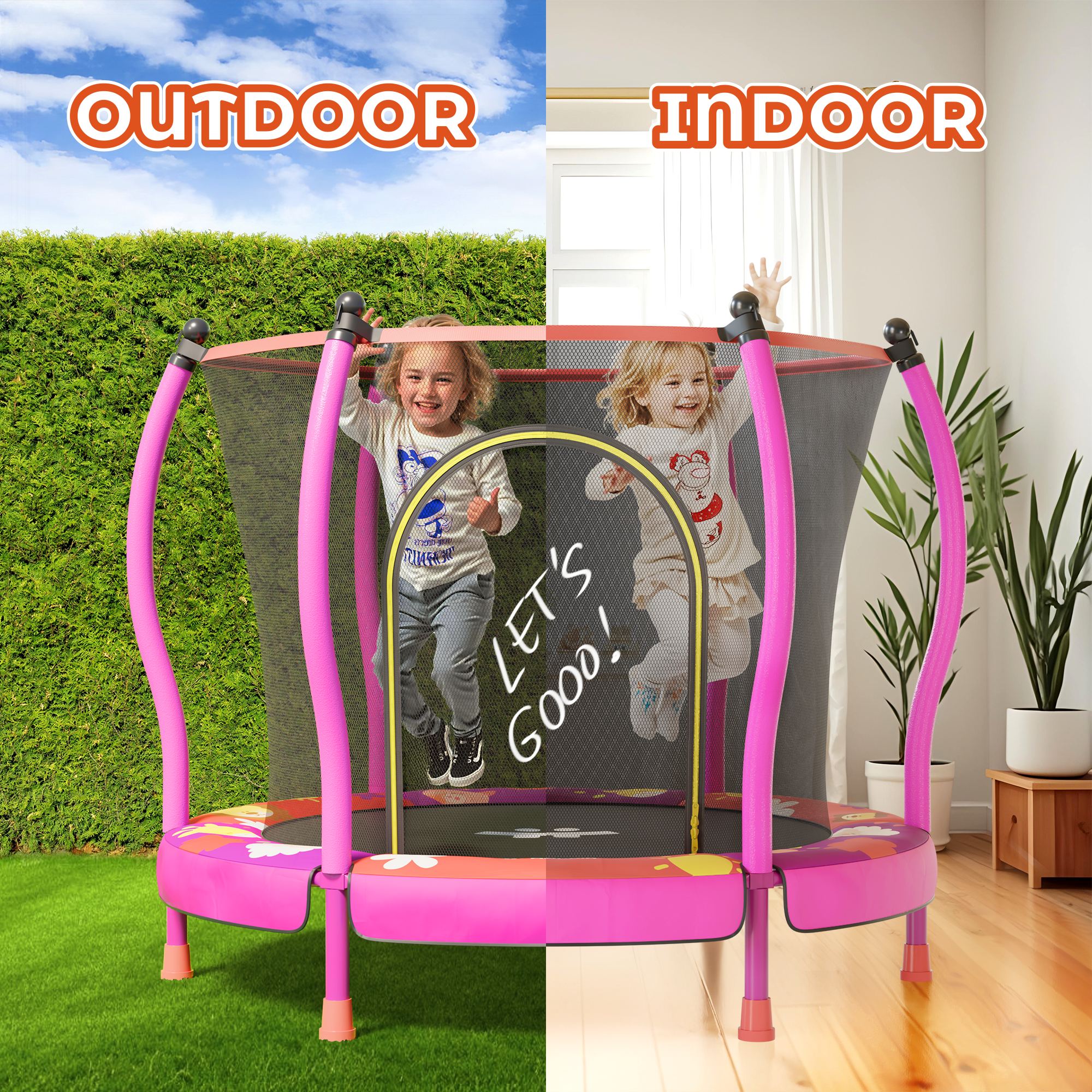 Safe & Sound Pink - 55 inches Trampoline