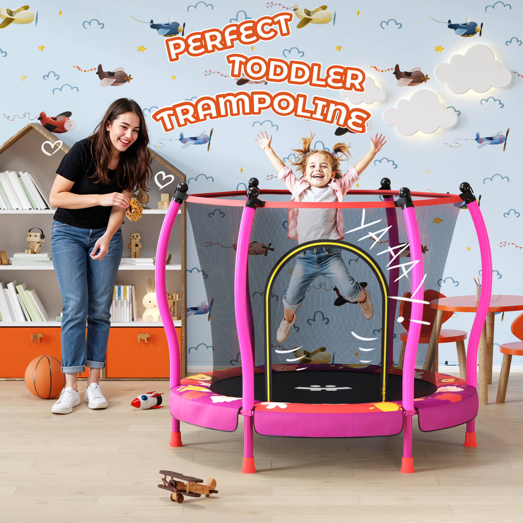 Safe & Sound Pink - 55 inches Trampoline