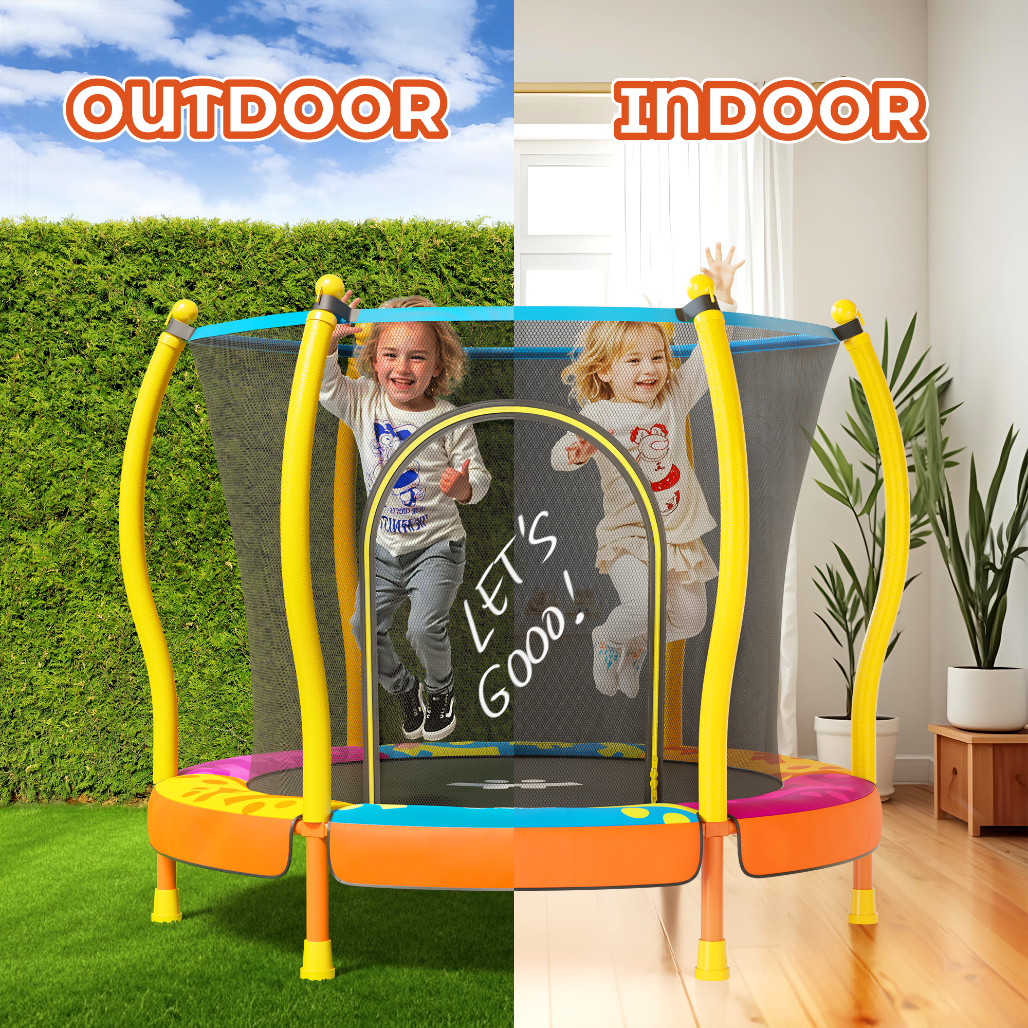 Safe & Sound Yellow - 55 Inches Trampoline
