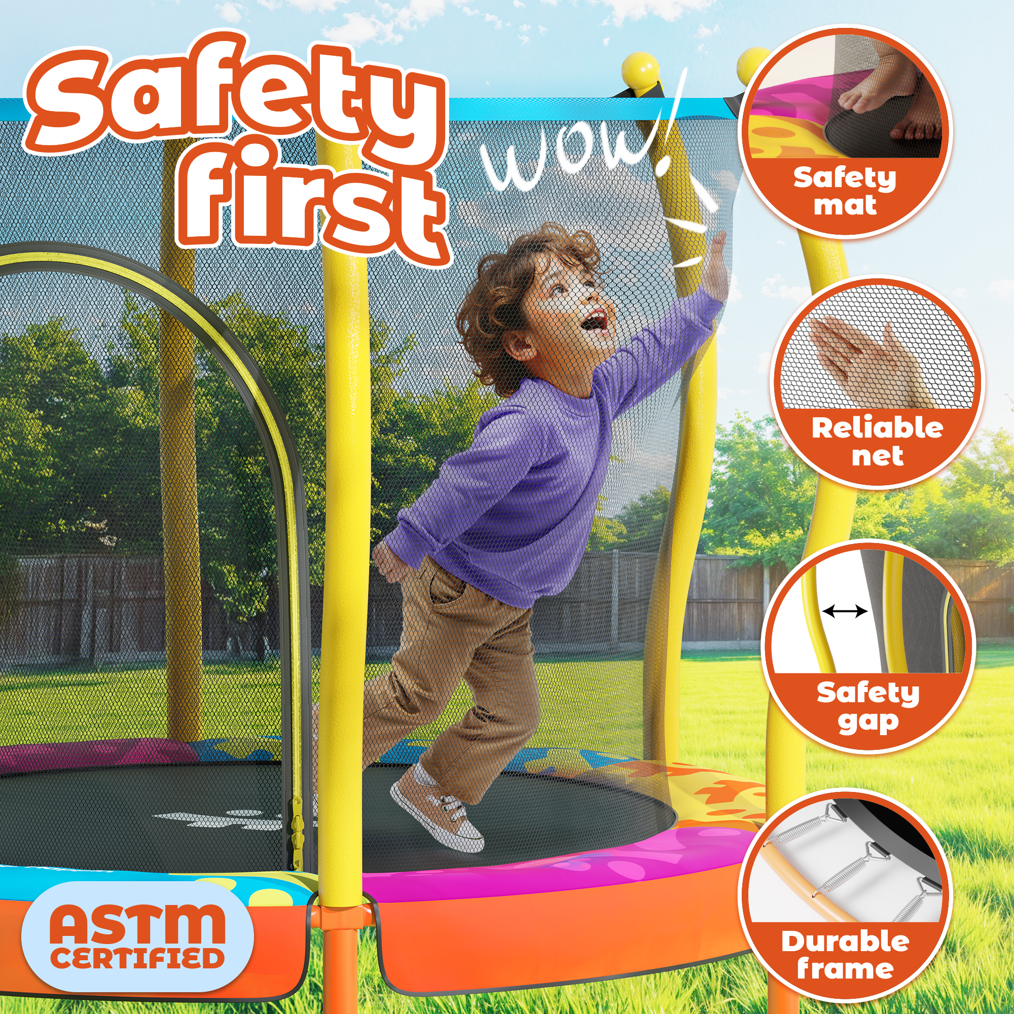 Safe & Sound Yellow - 55 Inches Trampoline
