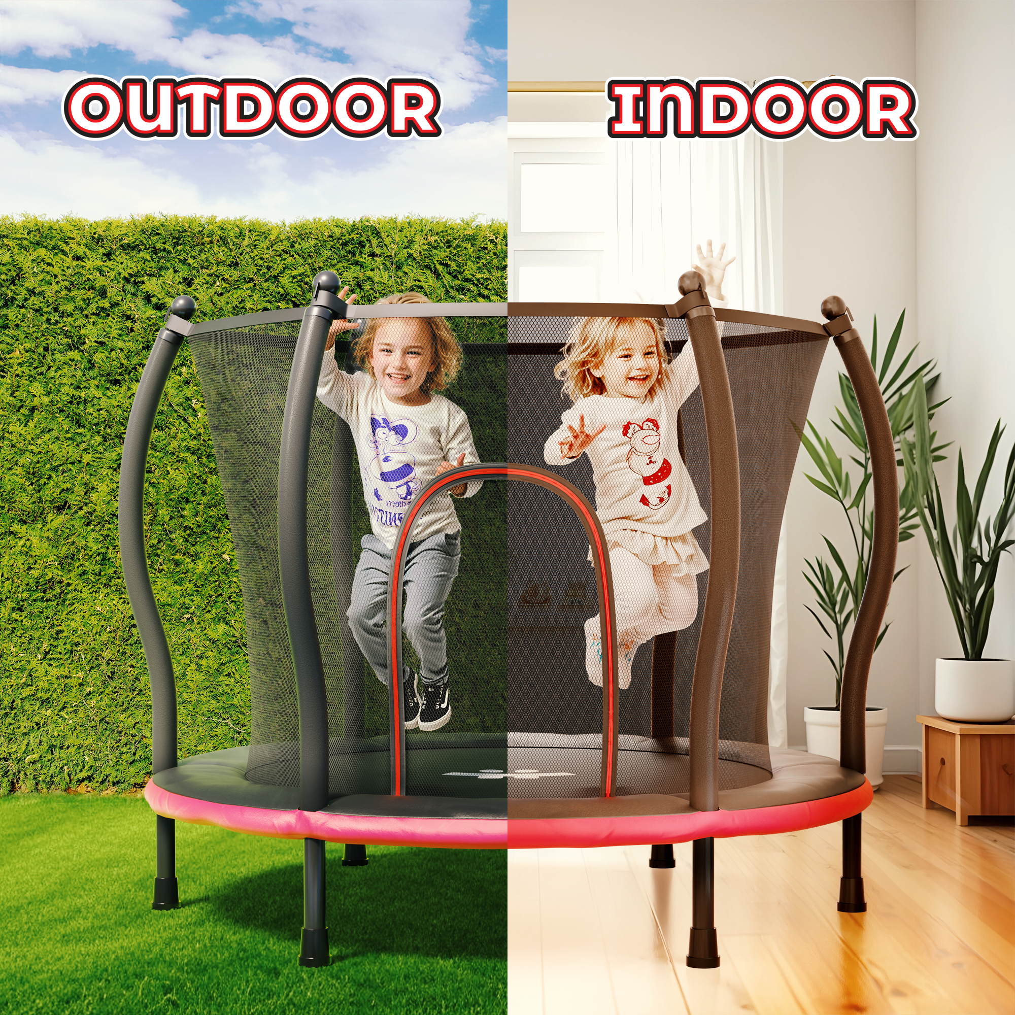 Safe & Sound Black & Red - 55 Inches Trampoline