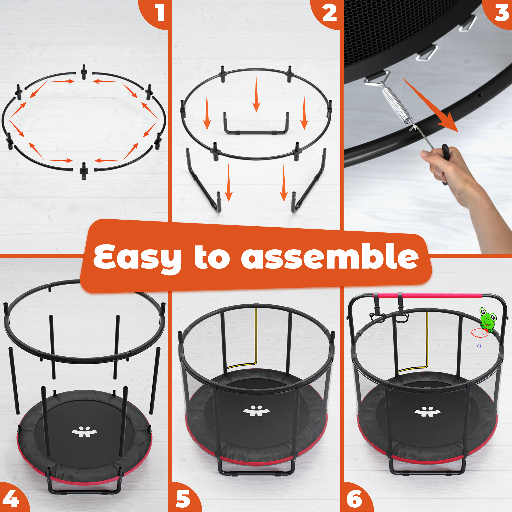 Jungle Black & Red - 55 Inches Trampoline