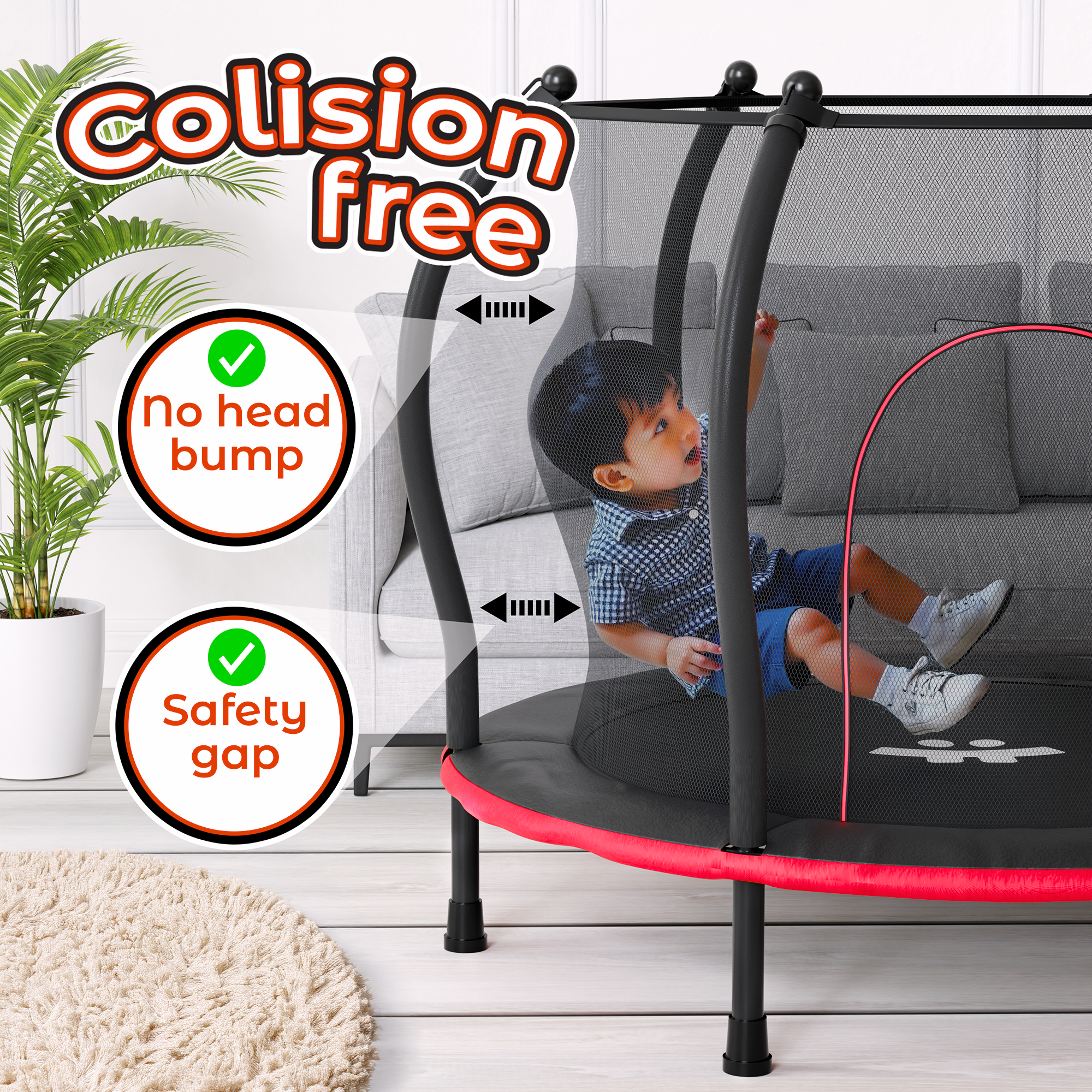 Safe & Sound Black & Red - 55 Inches Trampoline