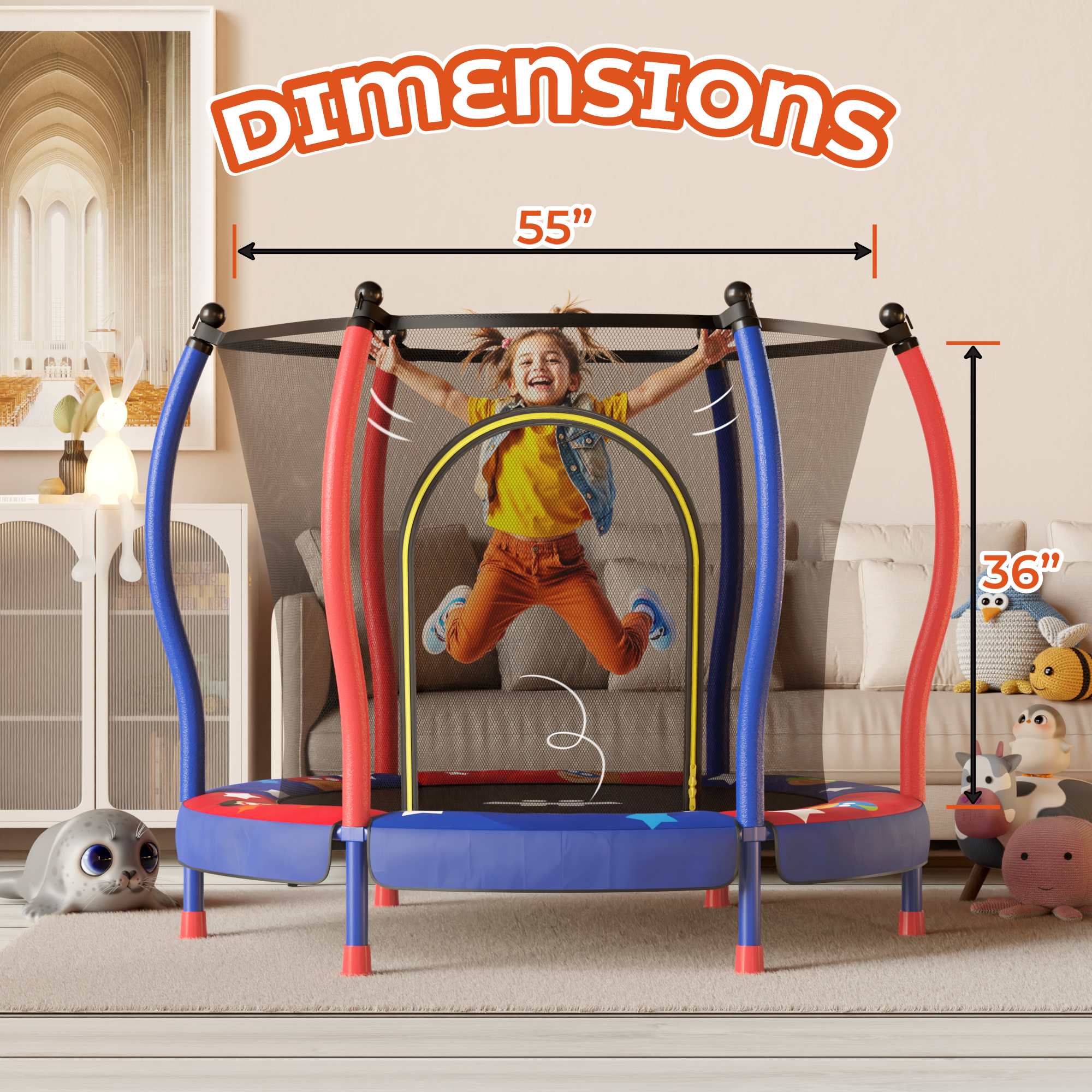 Safe & Sound Superhero - 55 Inches Trampoline