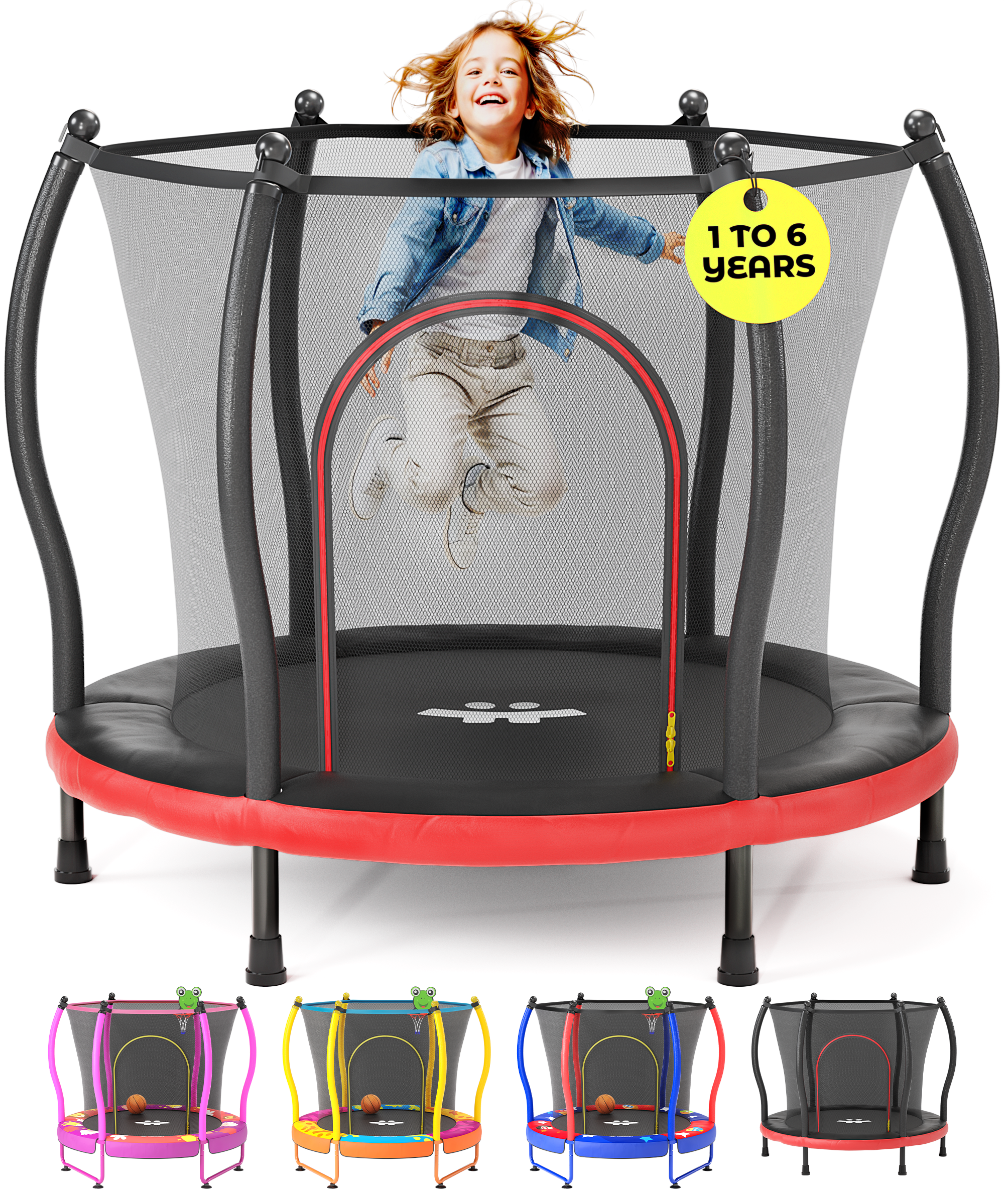 Safe & Sound Black & Red - 55 Inches Trampoline