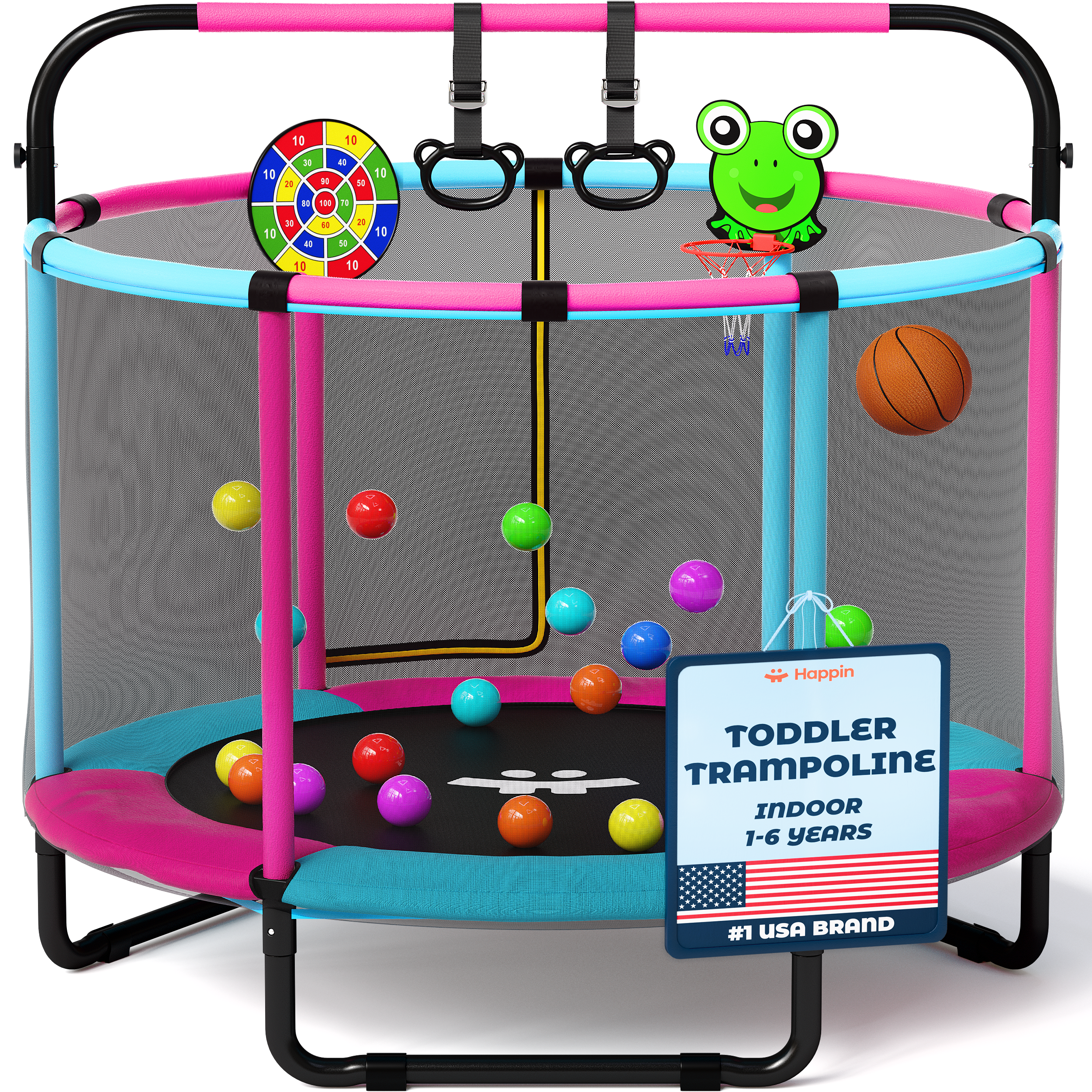 Jungle Pink & Blue - 55 Inches Trampoline