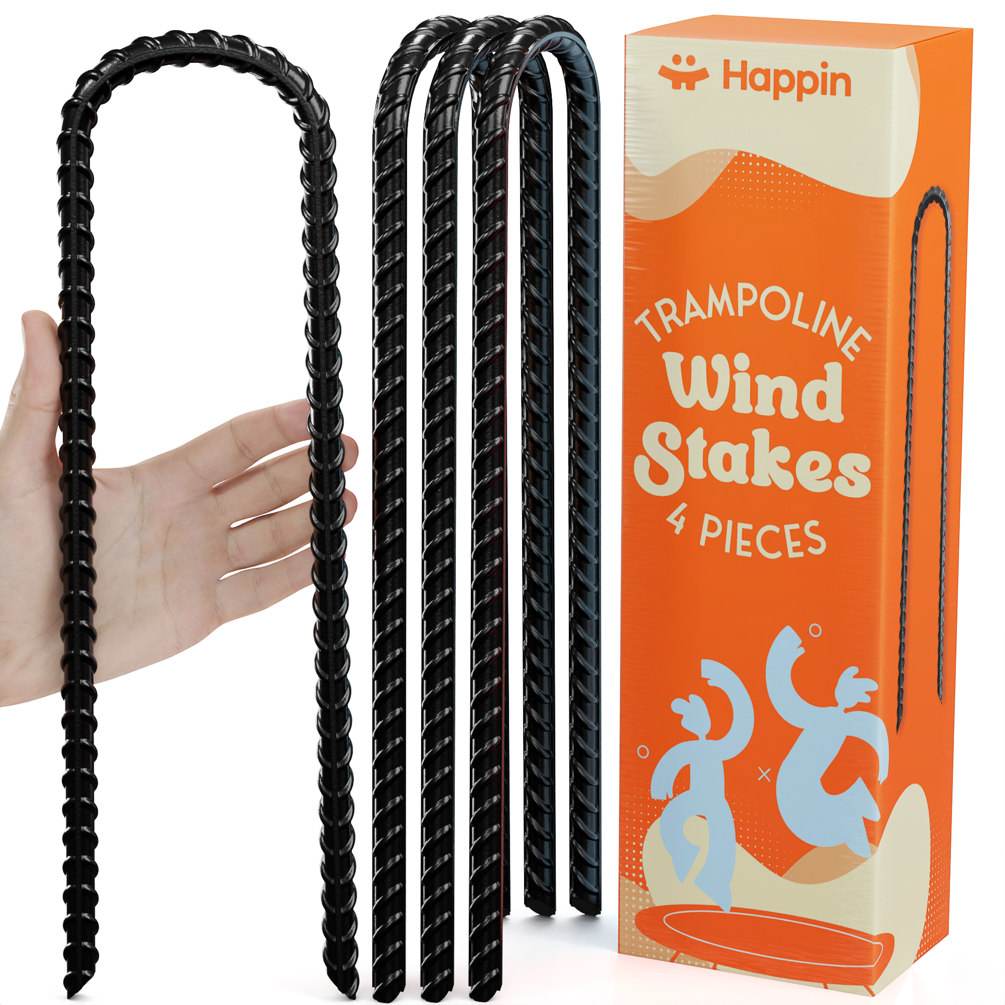 Trampoline Stakes 4 pcs Black